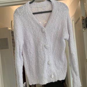 White fuzzy sweater